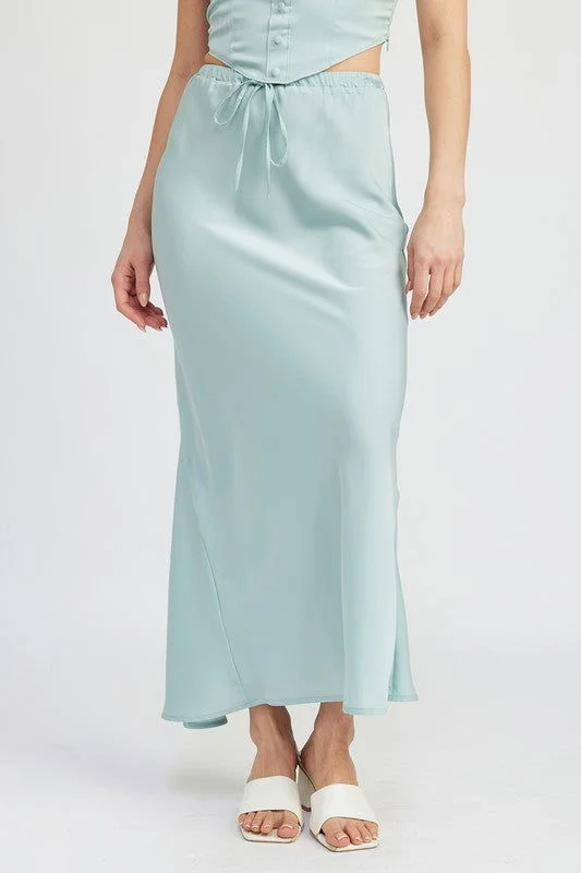 Emory Park Tie Front Satin Midi Skirt velvet skirt glossy