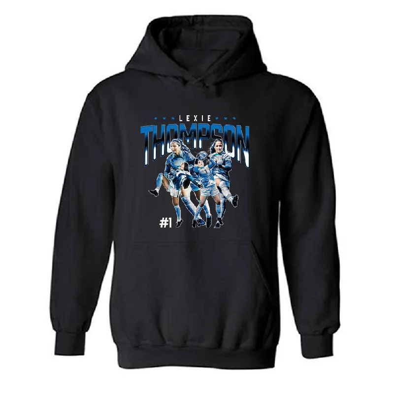 Buffalo - NCAA Women's Soccer : Lexie Thompson - Player Collage Hooded Sweatshirt Hoodie with Cuffed Sleeves Snug Secure