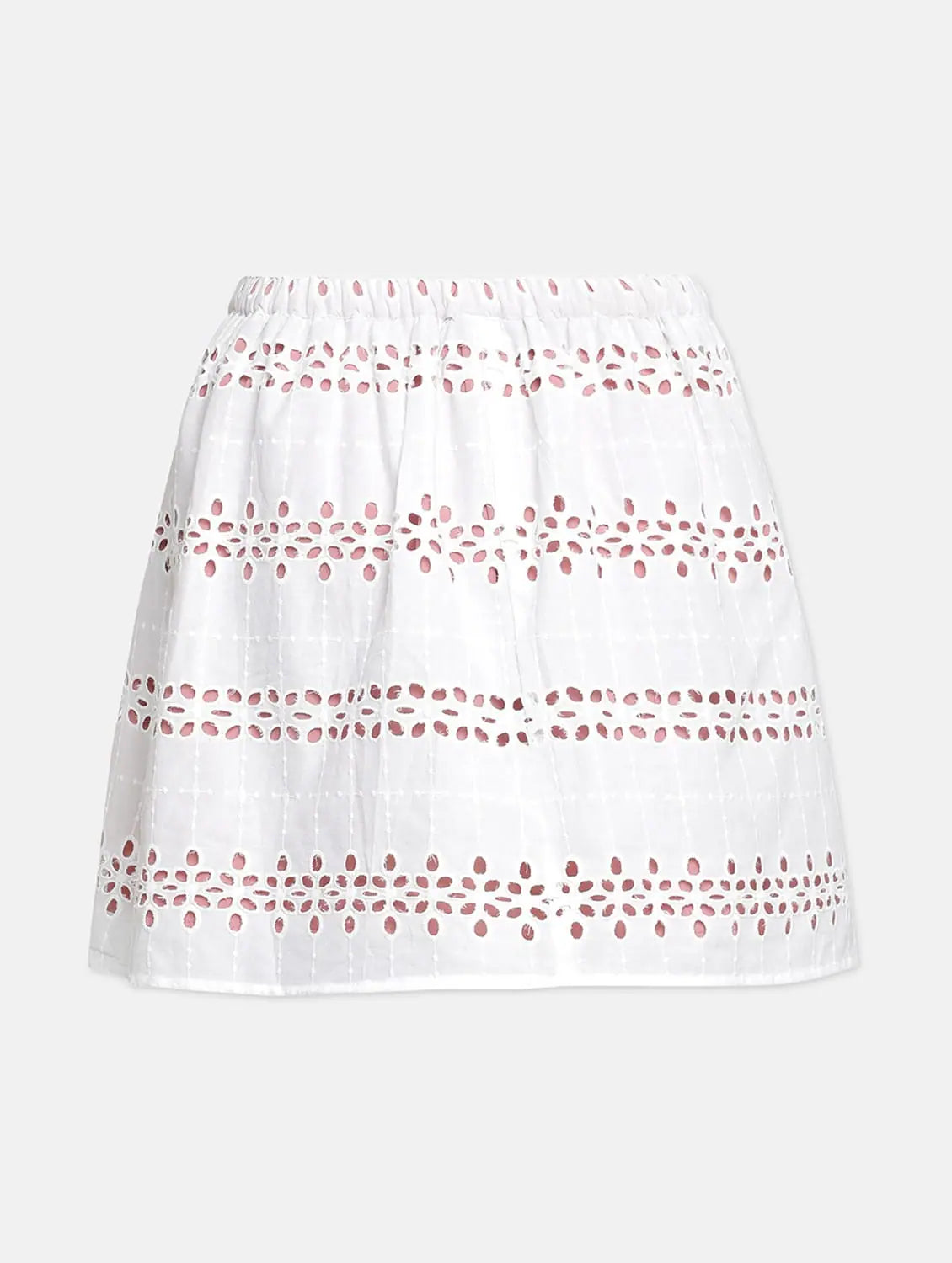 Vabble Schiffli Embroidery Girl Skirt denim skirt casual