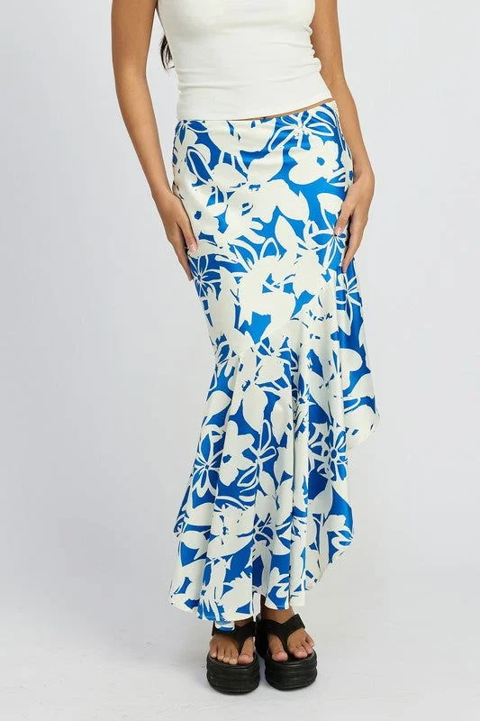 Emory Park Asymmetrical Ruffle Hem Skirt silk skirt sleek