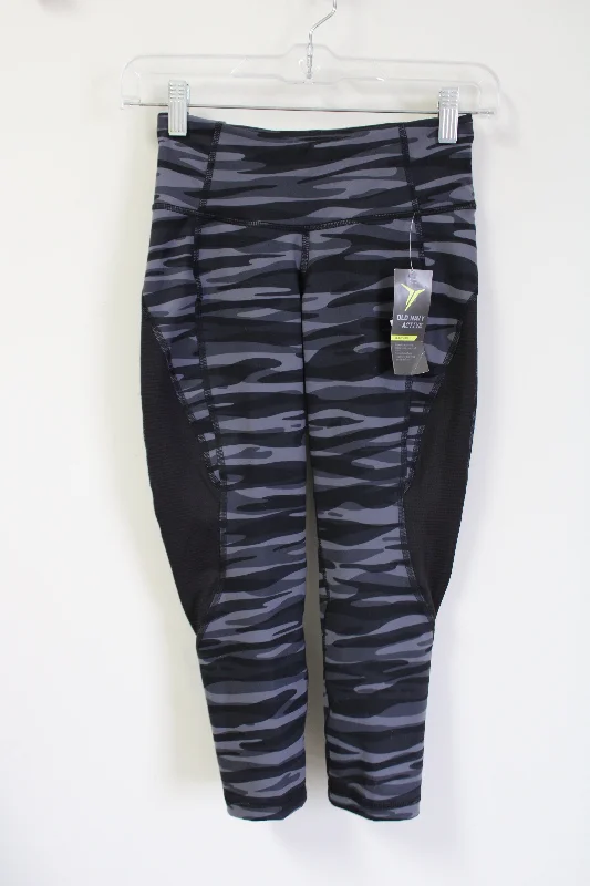 NEW Old Navy Active Gray Capri Legging | XS Cozy Reflective Detail Leggings
