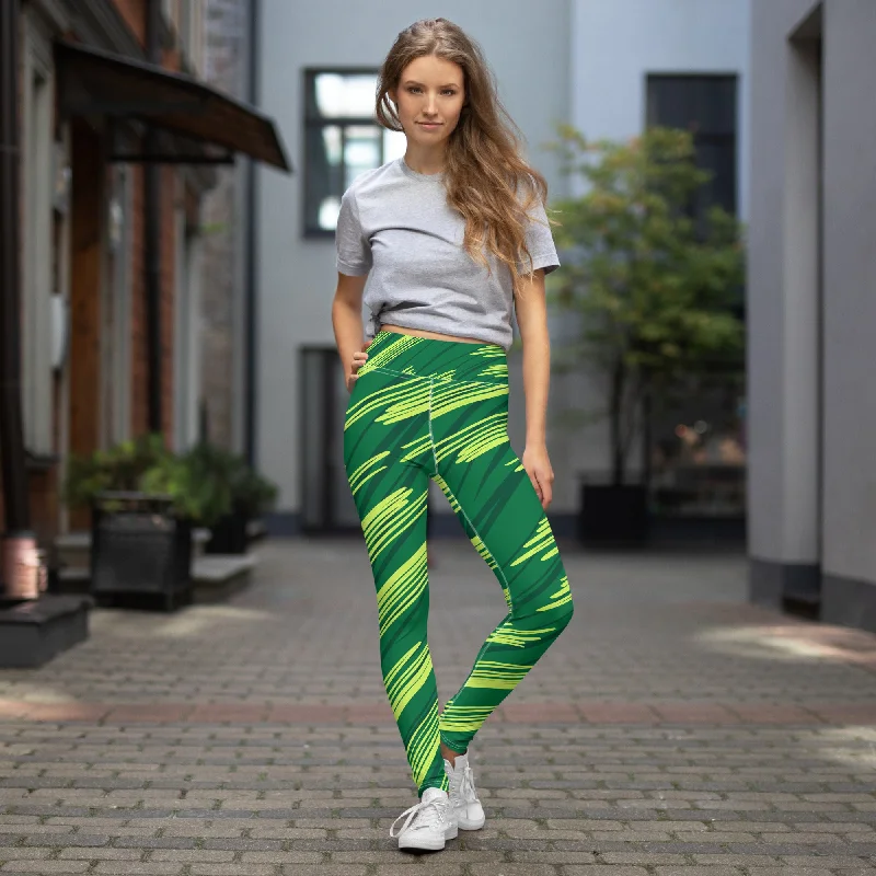 Legging de Yoga "Lignes vertes" Cozy Mid-Rise Workout Leggings