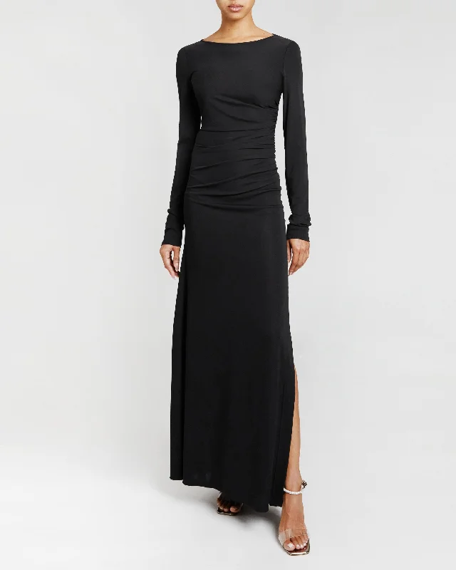 ABBY Long Sleeve Dress with Side Ruching in Luxury Jersey Tunics stripes playful
