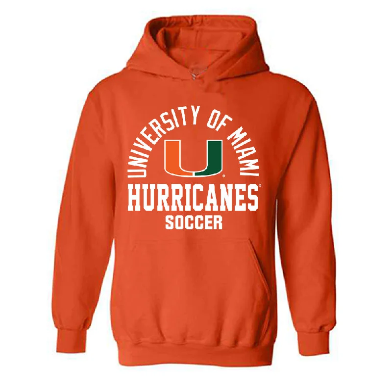 Miami - NCAA Women's Soccer : Reese Wheeler - Classic Shersey Hooded Sweatshirt Hoodie with Hem Applique Textured Unique