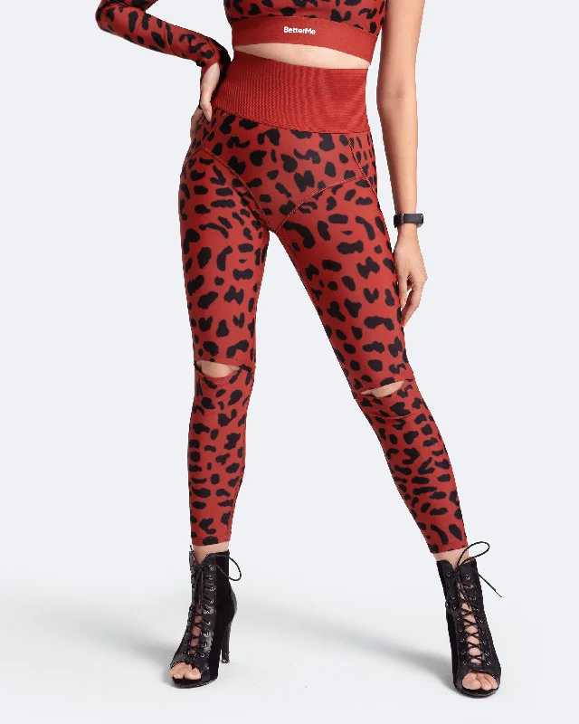 High-Rise Knee-Slit Leggings Comfortable Lounge Leggings