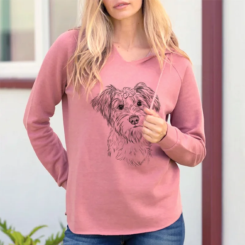 Bare Birdee the Schnauzer Mix - Cali Wave Hooded Sweatshirt Hoodie with Hem Contrast Bold Stylish