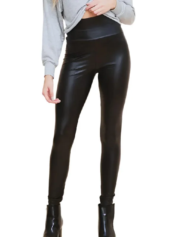 High Waist Faux Leather Leggings Pants Trendy Full-Length Leggings
