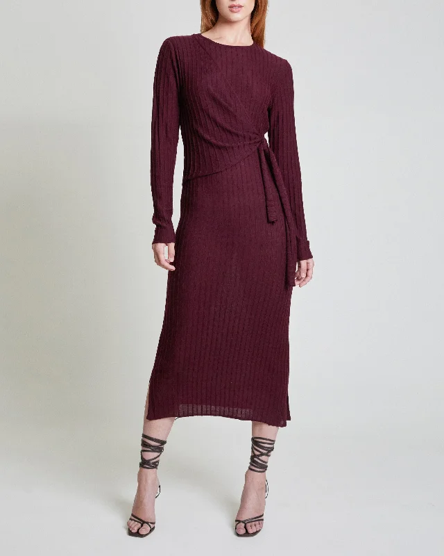 EVELYN Knit Dress with Wrap Panel Tunics Evening elegant