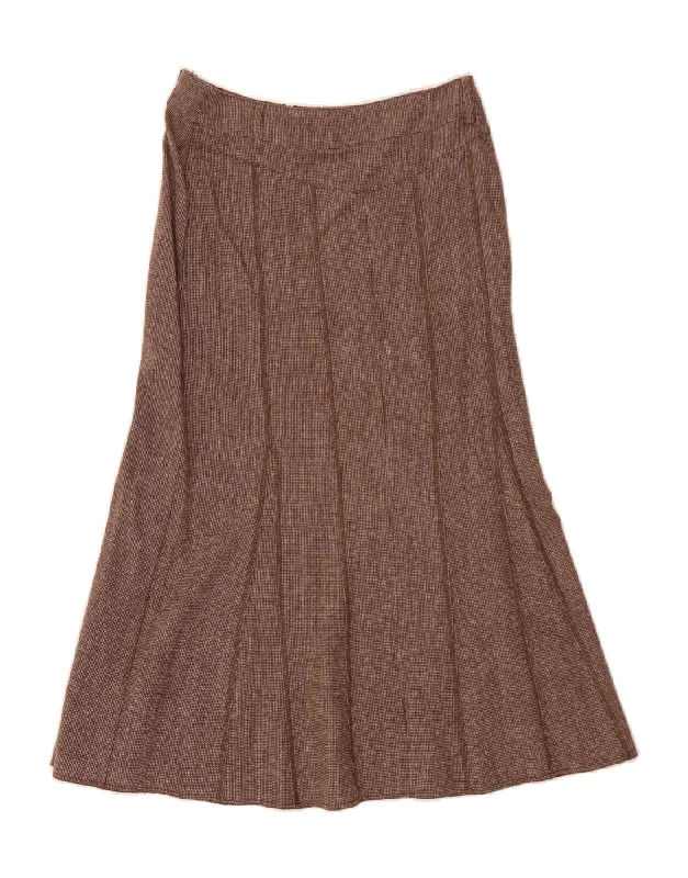 COLLECTION Womens A-Line Skirt W32 Large Brown Check pencil skirt chic