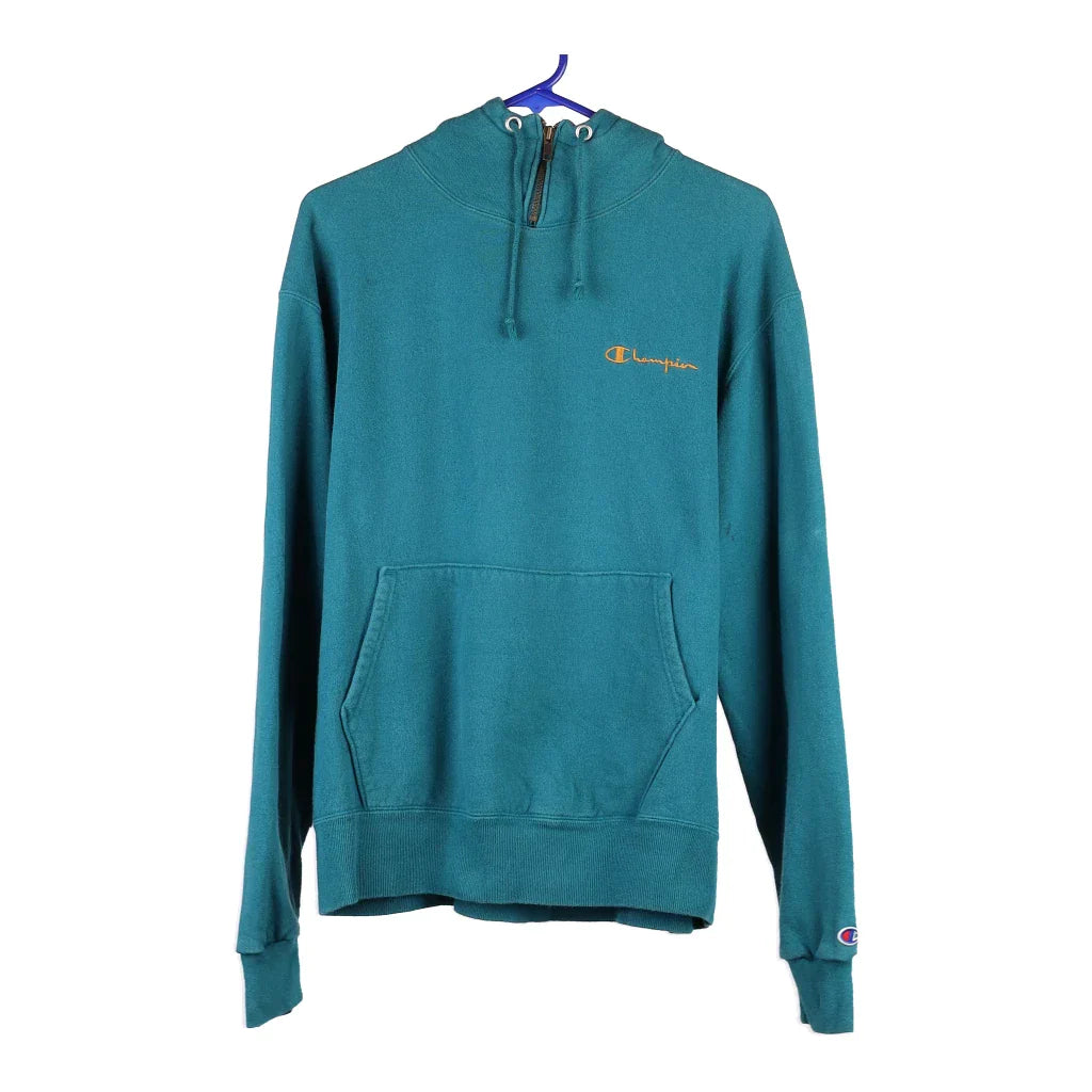 Champion Hoodie - XL Blue Cotton Blend Hoodie with Drop Shoulder Relaxed Streetwear