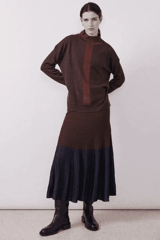 SWIFT SKIRT CHOC/INK cashmere skirt rich