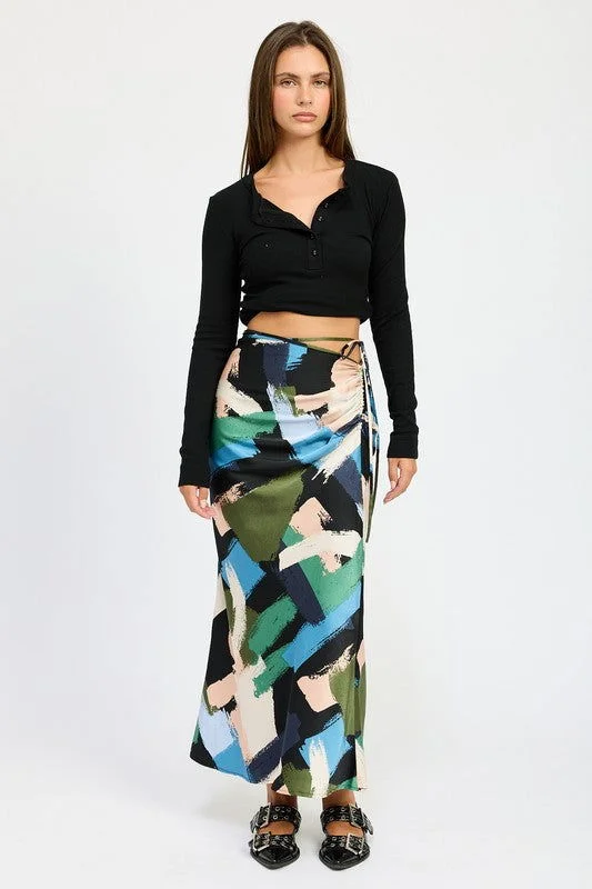 Emory Park Side Ruched Midi Skirt lace skirt romantic