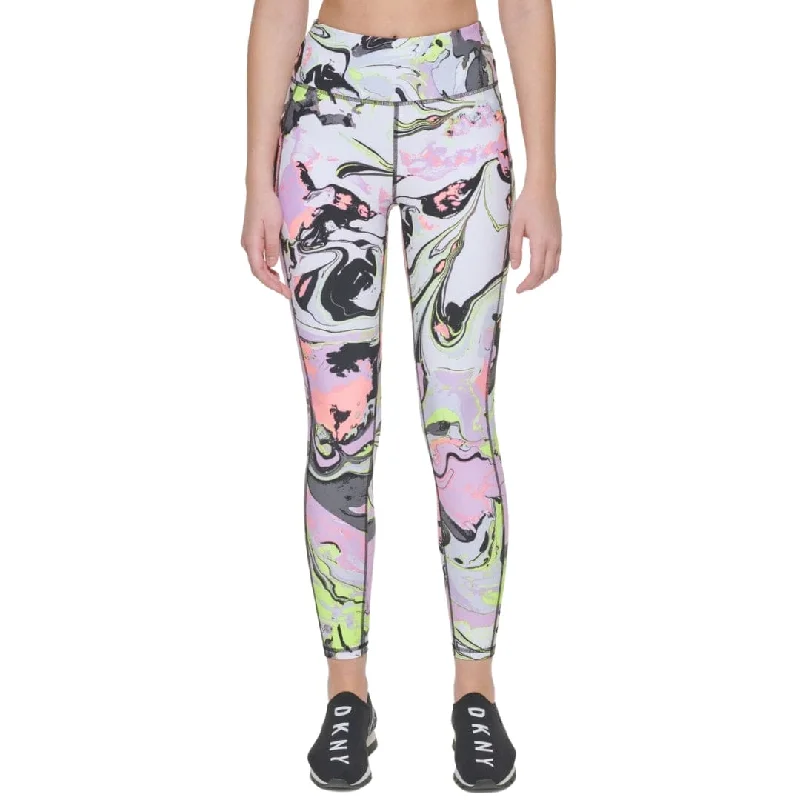 DKNY - Printed High Waist Performance Leggings Comfortable Plus Size Leggings