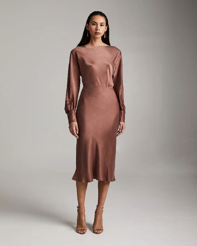 Bias Midi Skirt in Cupro Rayon silk skirt sleek