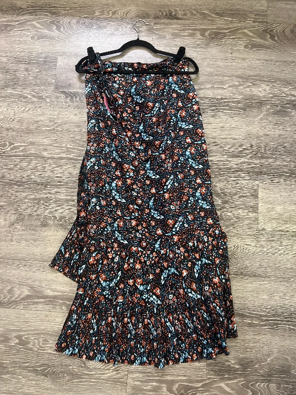 Flannel Floral Wrap Pleat Skirt (Size Medium/Large) satin skirt smooth