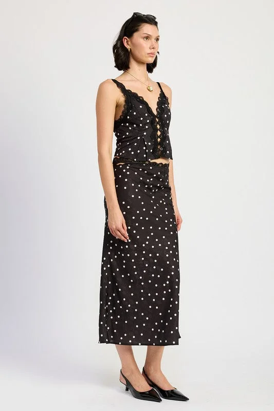 Emory Park Satin Midi Skirt With Lace Trim boho skirt vibe