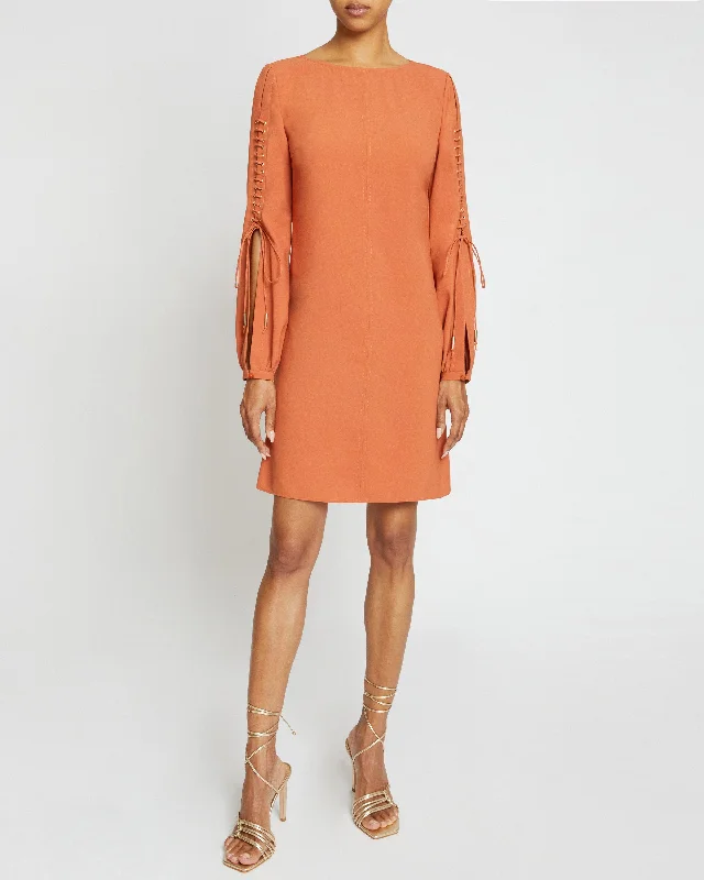 ARIES Long Sleeve Shift Dress with Grommet Detail Tunics Business professional