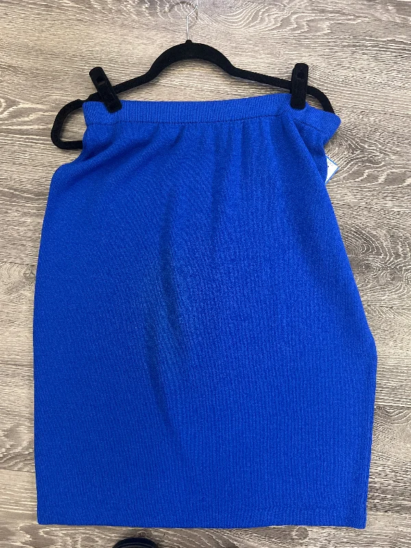 St John Knit Pencil Royal Blue Skirt (Size 14) asymmetrical skirt cut