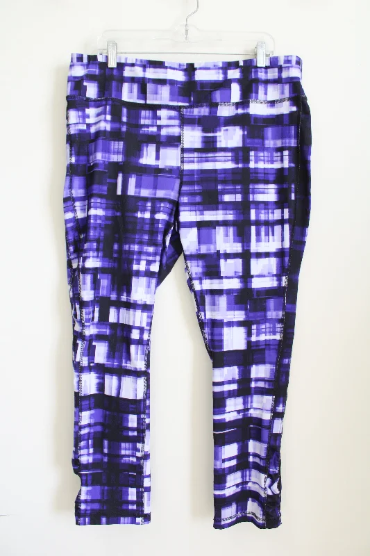 Zenergy By Chico's Purple & White Patterned Legging | XL Trendy Spandex Leggings