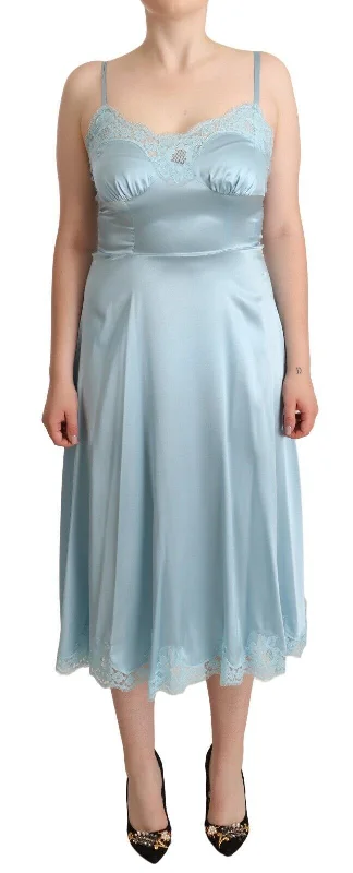 Dolce & Gabbana Elegant Lace Trim A-Line Midi Women's Dress Tunics Brand named