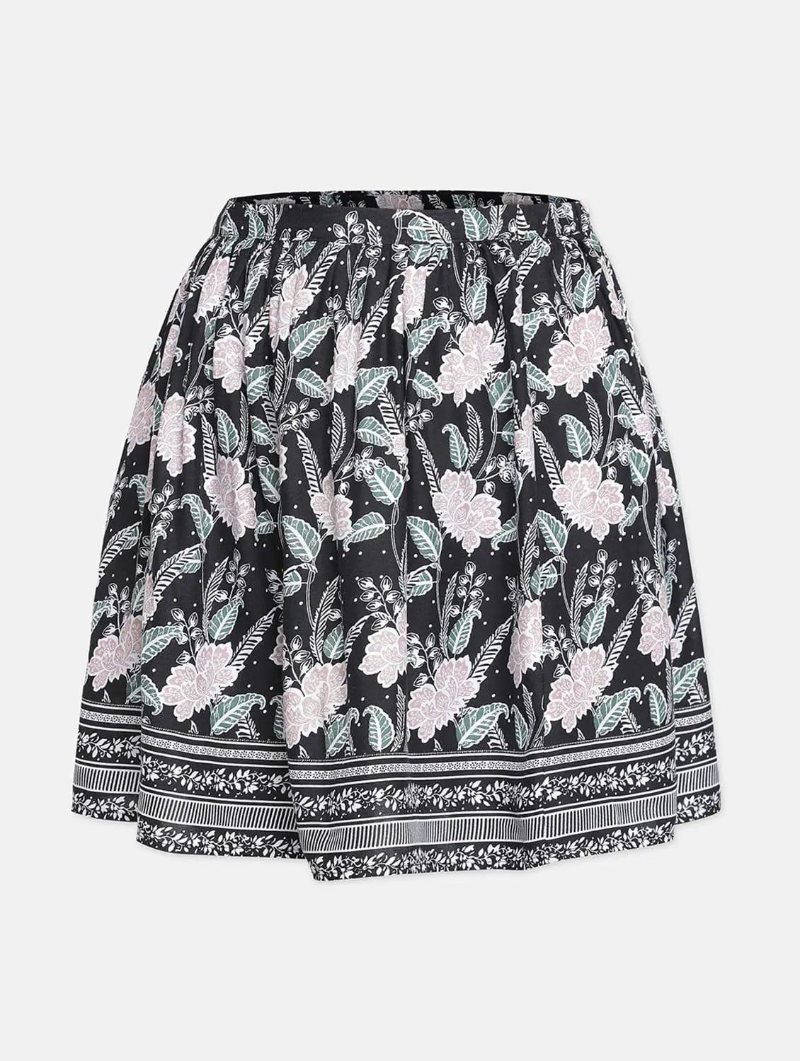 Bora Black Floral Printed Girl Skirt corduroy skirt cozy