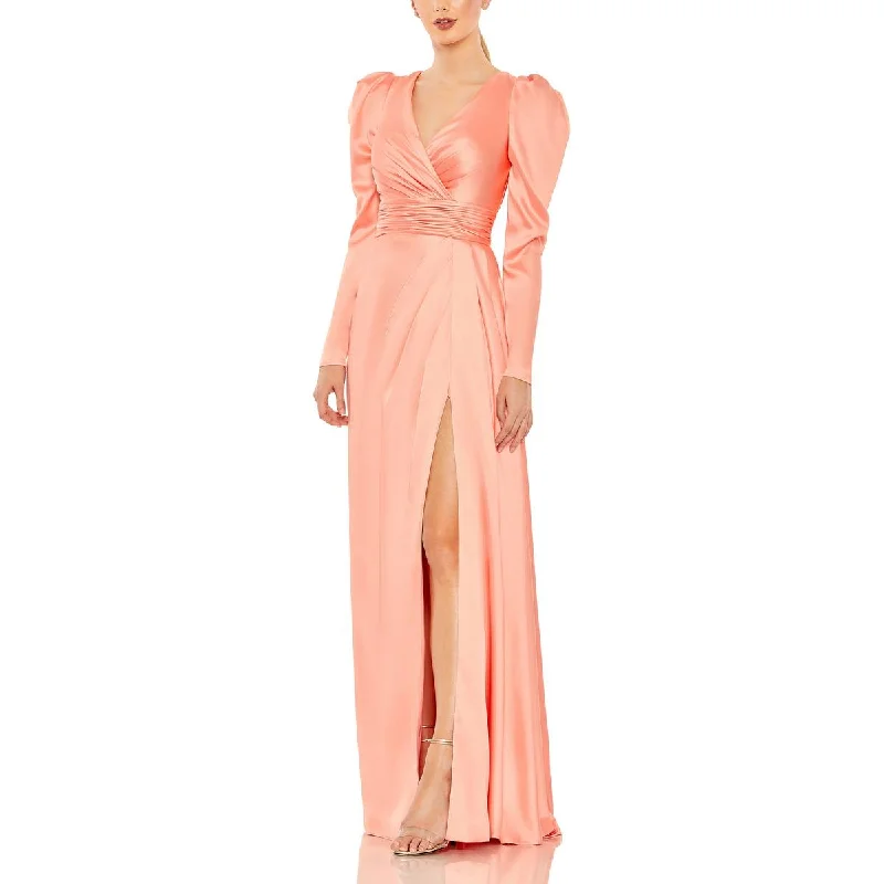 Womens Satin Pleated Evening Dress Bodycon Club Sequined