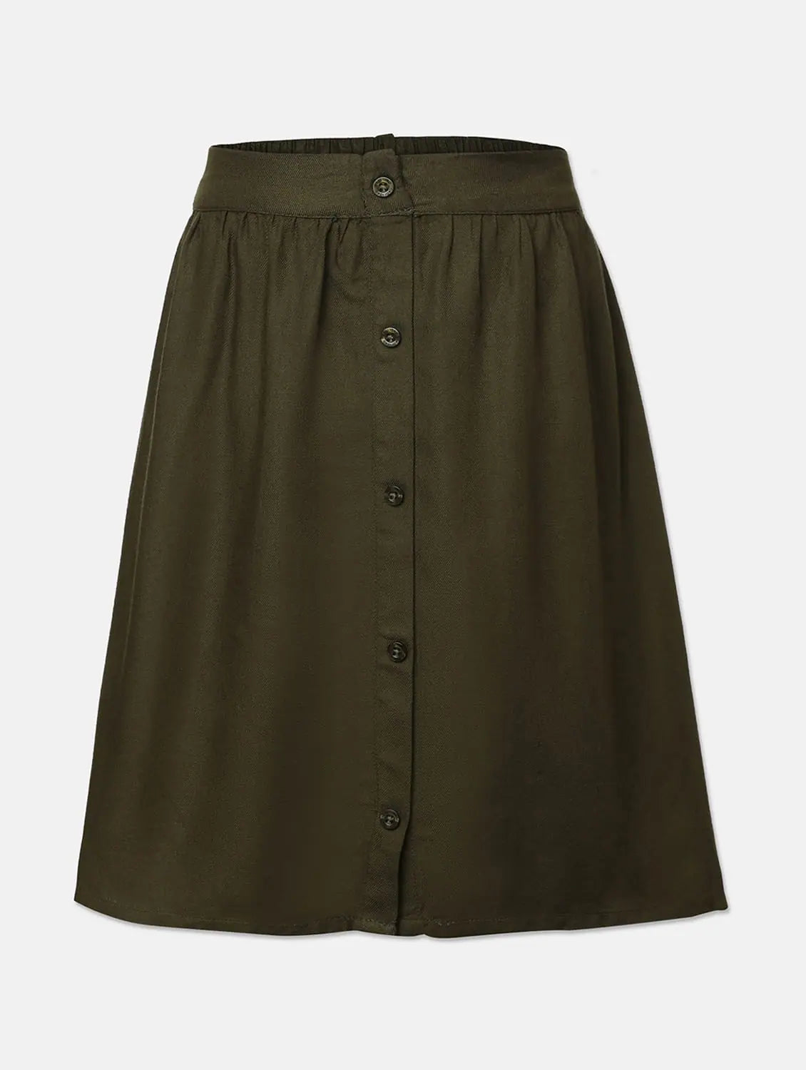 Kaslon Solid Khaki Girl Skirt leather skirt sleek