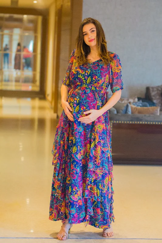 Jolly Circus Maternity Flow Dress Boat Neckline Classic