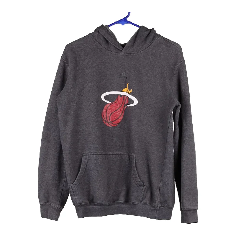 Miami Heat Adidas NBA Hoodie - XL Grey Cotton Blend Hoodie with Hem Lace Feminine Delicate