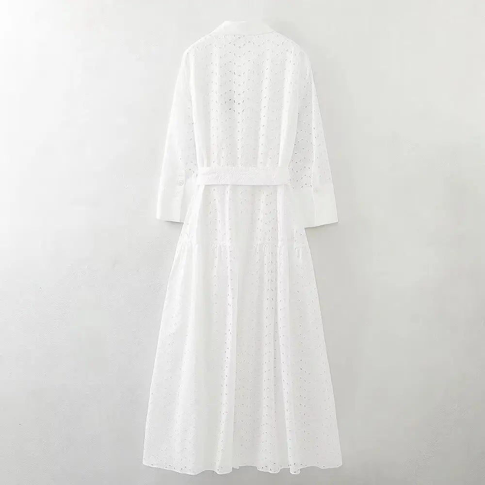 Vireous Cotton Embroidery Classic French Country-Style Dress Tunics Prom sequined