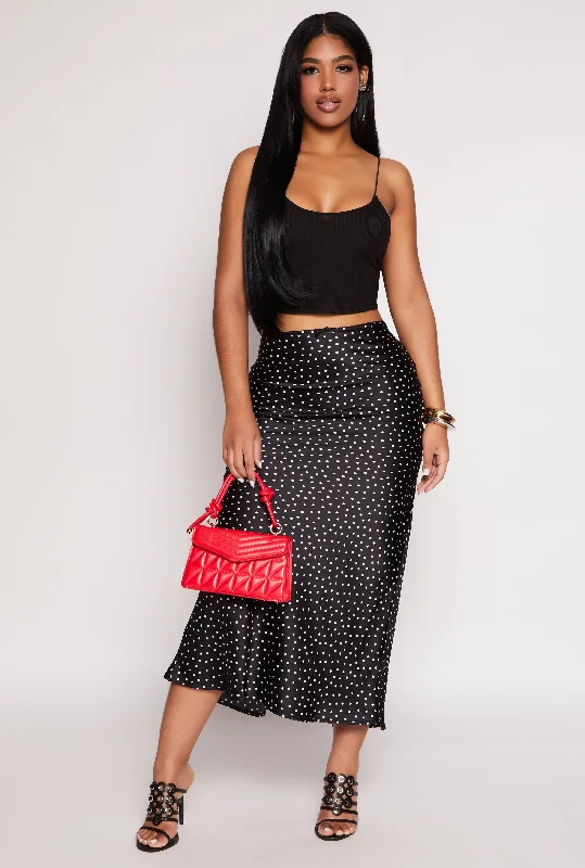 Almost Famous Satin Printed Pattern Midi Skirt lace skirt feminine