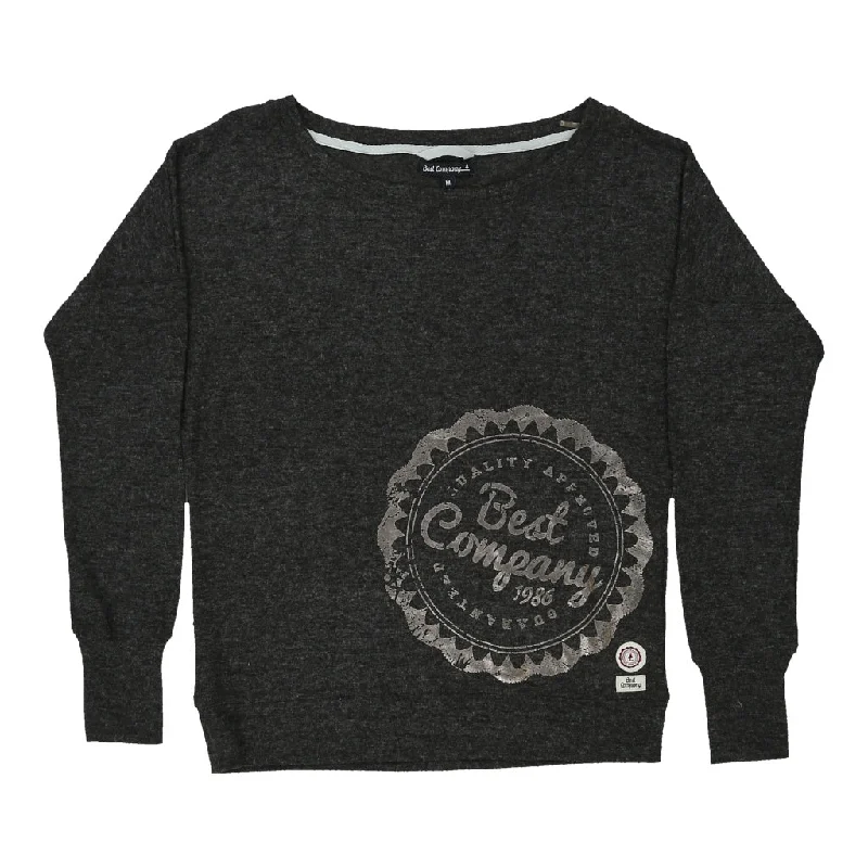 Best Company Sweatshirt - Medium Grey Polyester Blend Hoodie with Typography Text Message Best Company Sweatshirt - Medium Grey Polyester Blend Hoodie with Typography Text Message