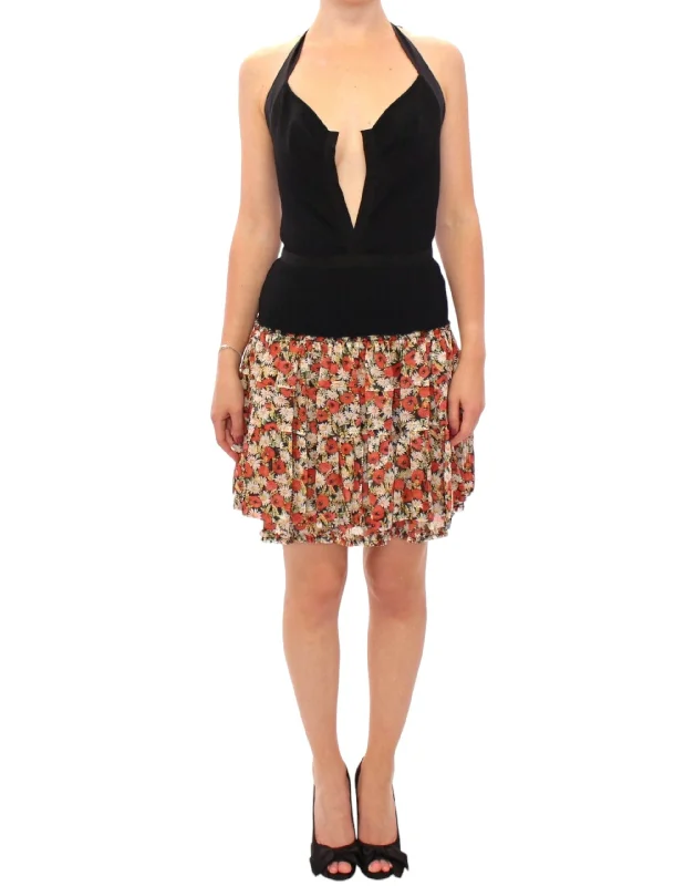 Dolce & Gabbana Elegant Floral Halterneck Bubble Women's Dress Crew Neckline Sporty