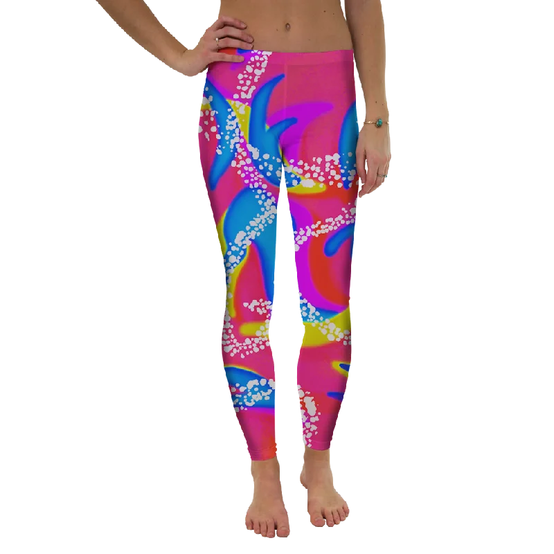 90's Neon Leggings Elegant Shiny Black Leggings