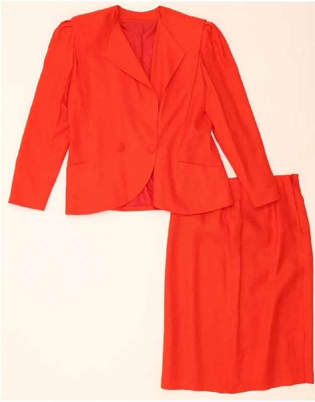 VINTAGE Womens 2 Piece Skirt Set IT 48 XL W30  Red Linen midi skirt versatile
