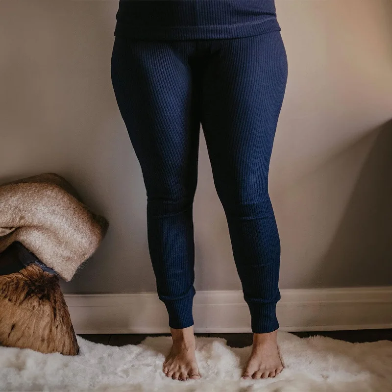 The Women's Ribbed Legging - Indigo Trendy Spandex Leggings