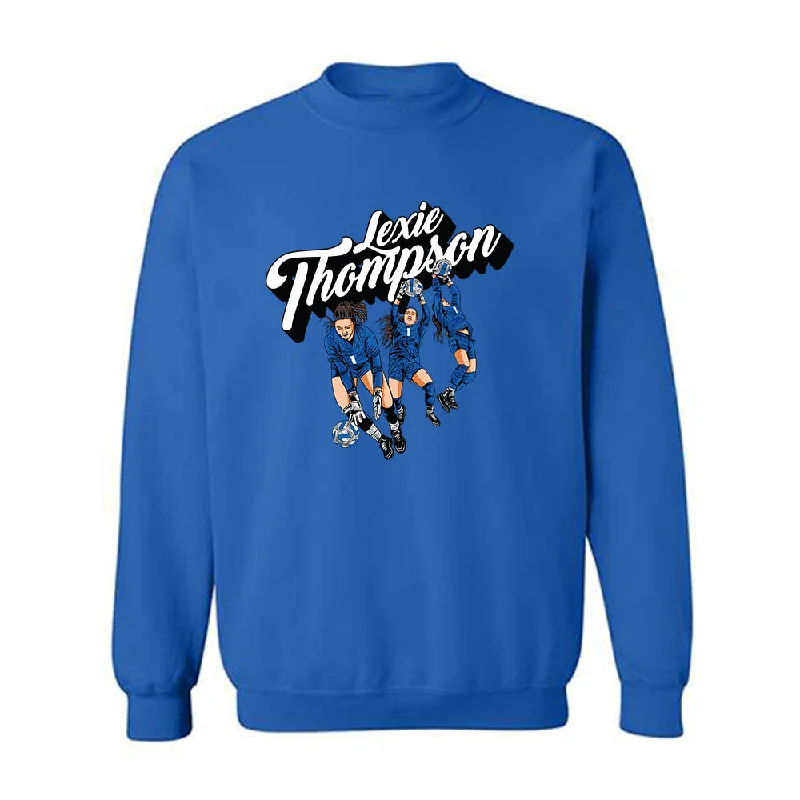 Buffalo - NCAA Women's Soccer : Lexie Thompson - Individual Caricature Crewneck Sweatshirt Hoodie with Frayed Bohemian Relaxed