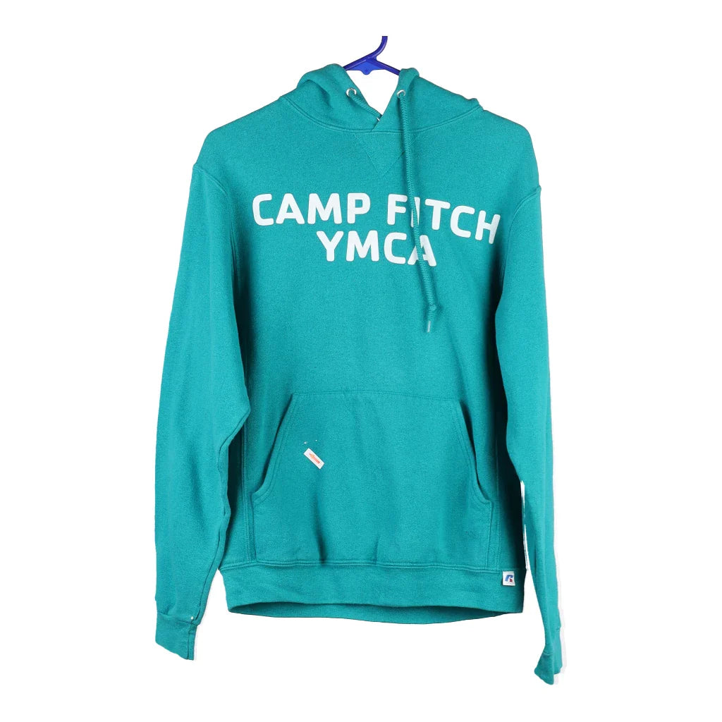 Camp Fitch YMCA Russell Athletic Hoodie - Small Green Cotton Blend Hoodie with Sequins Glamorous Eye-catching