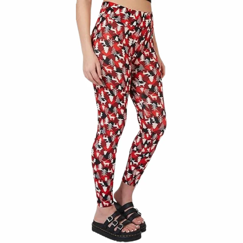PLANET GOLD - Holiday Printed High Rise Leggings Stylish Stretch-Waist Leggings