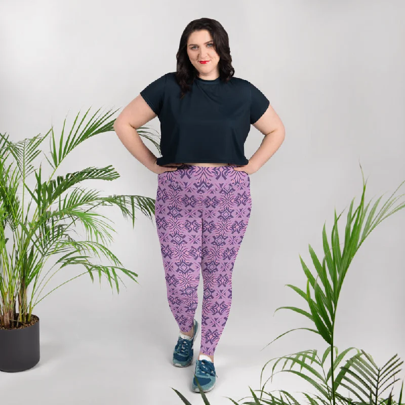Legging Grande Taille "Motif mauves" Cozy Textured Workout Leggings