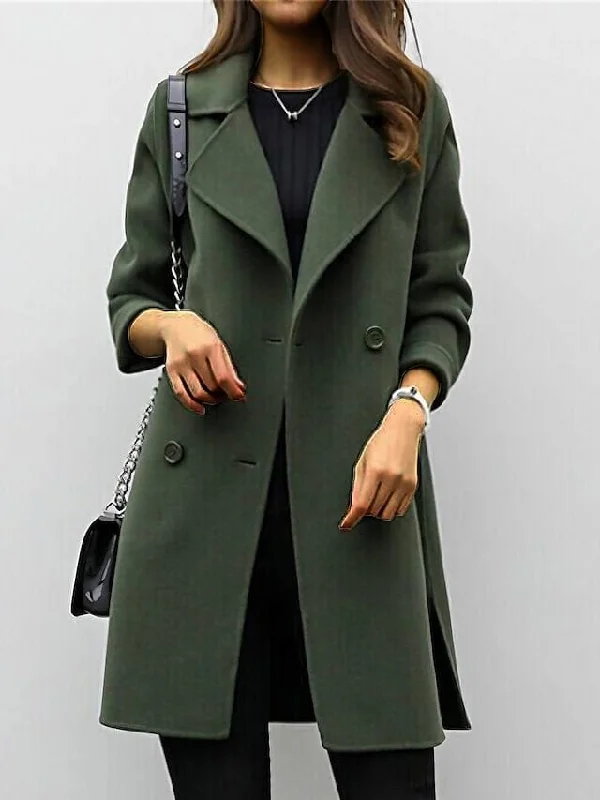 Army Green Women's Zippered Coat with Color Block Design Parka Anorak Hoodie