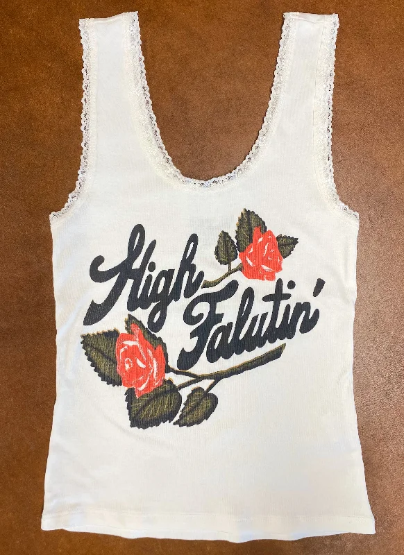 High Falutin' Lace Tank baby blue tank