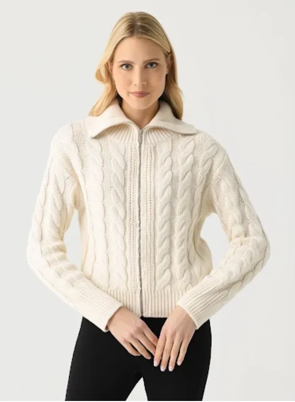 HEMINGWAY CABLE CARDIGAN Iron Safe Non-Iron Wrinkle Free