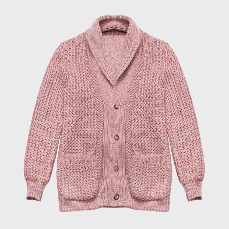 T. Knit Cardigan Notch Collar Peter Pan Collar Cowl Neck