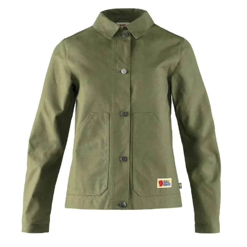 Fjallraven Womens Vardag Jacket Green Knit Fabric Woven Fabric Fleece Fabric