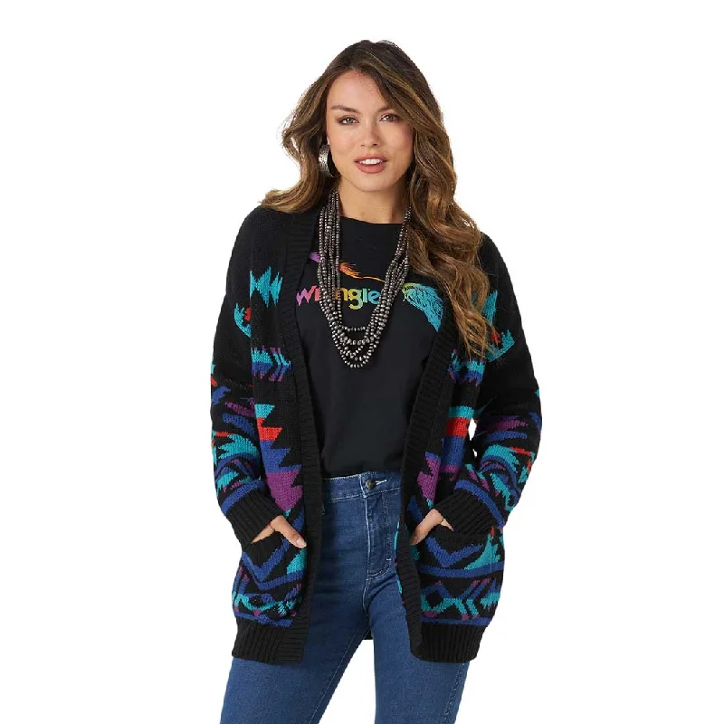 Wrangler Women's Retro Aztec Slouchy Cardigan Hooded Caped Shawl Collar