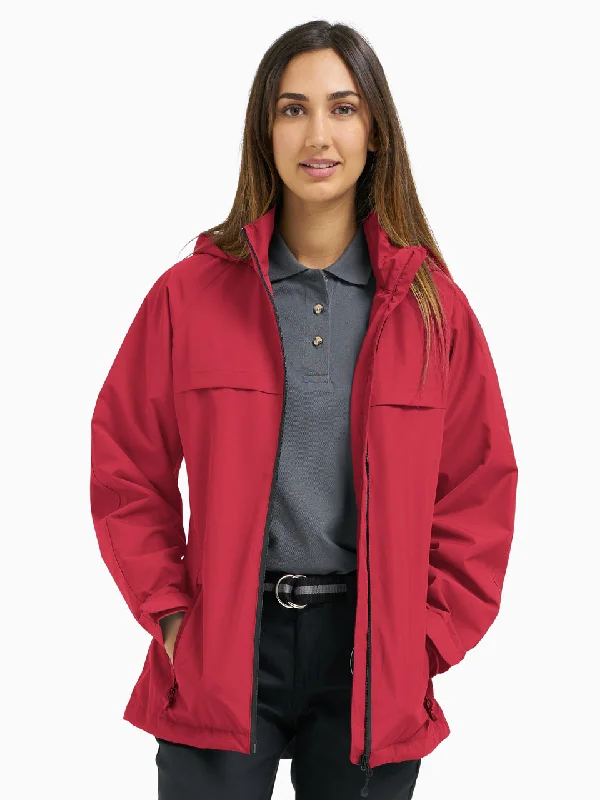 Ladies' Lightweight Waterproof Jacket - Engine Red Zippered Jacket Buttoned Jacket Snapped Jacket
