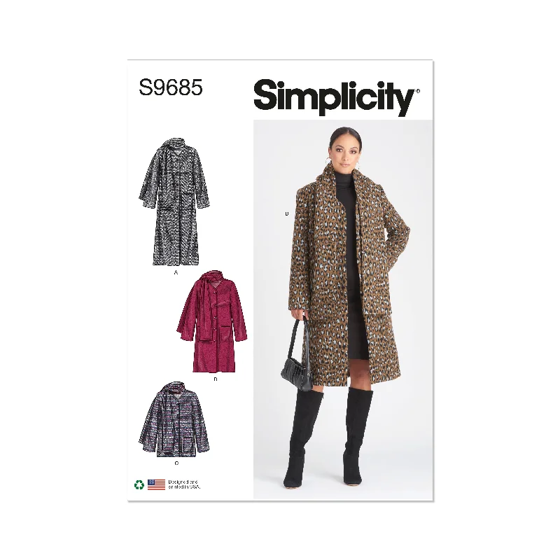 Simplicity Pattern S9685 Misses Jacket/Coat Zippered Jacket Buttoned Jacket Snapped Jacket