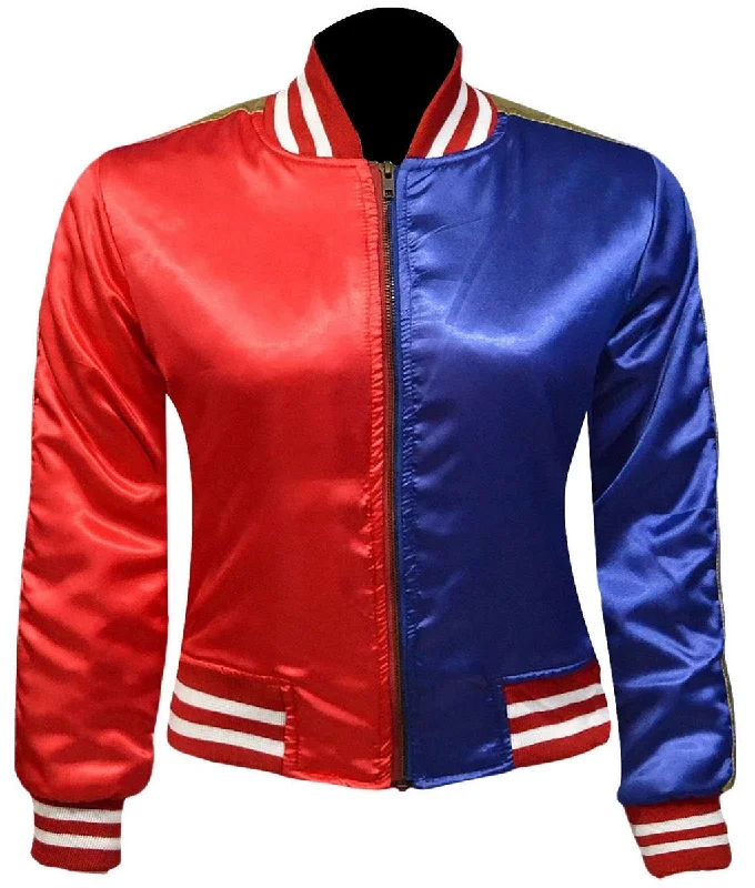 Red and Blue Jacket (Harley Quinn style) Adult Size Mesh Jacket Canvas Jacket Denim Jacket