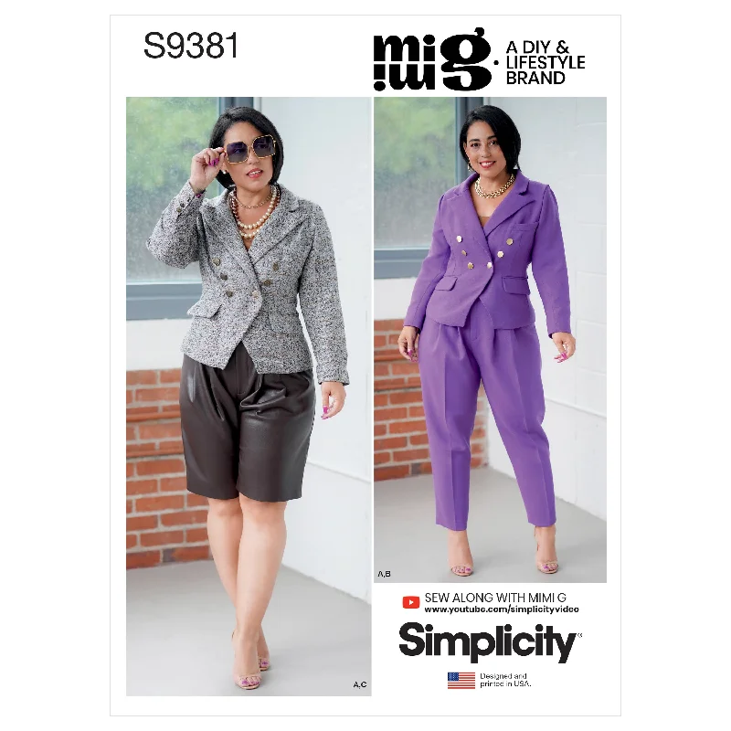 Simplicity Pattern 9381 Miss/Plus Jacket & Bottom Anorak Shell Jacket Lightweight Jacket